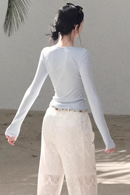 Hollow Crochet Lace Pants