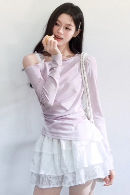 Wrinkled Off-Shoulder Blouse