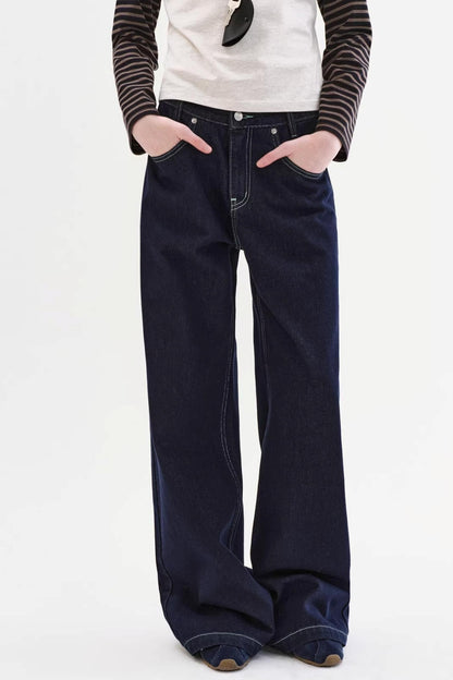 Mid-Waist Straight-Leg Jeans
