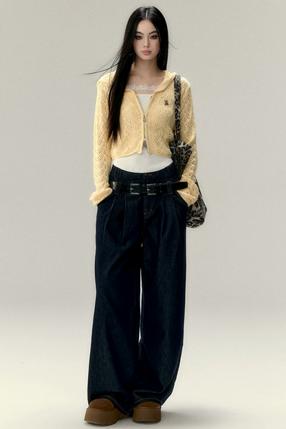 Vintage Wide-Leg Denim Pants
