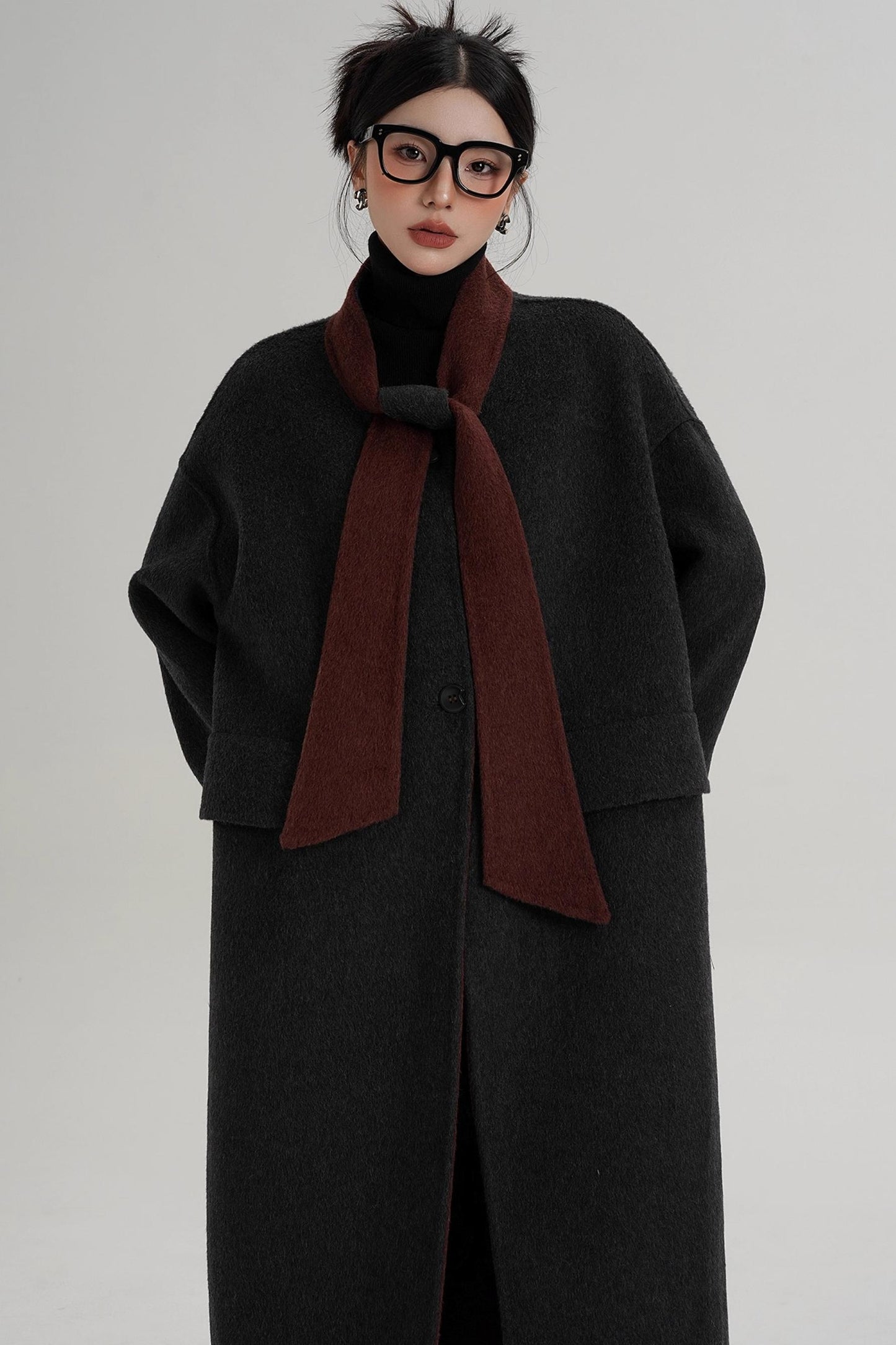 Reversible Contrast Wool Coat
