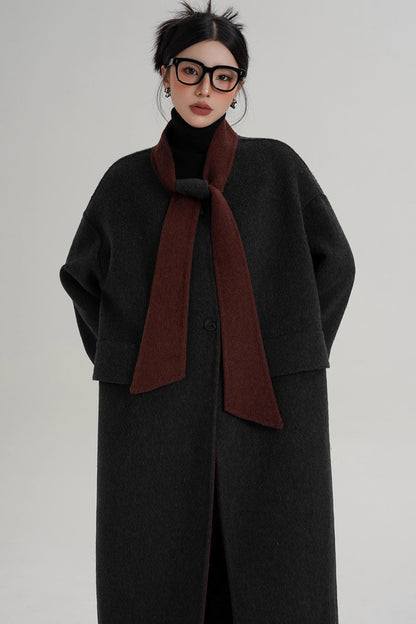 Reversible Contrast Wool Coat