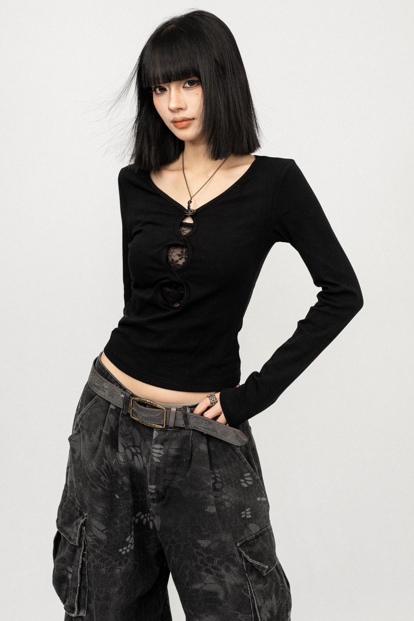 American Black Long Sleeve Top