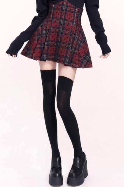 Sweet Plaid High Waist Pleated Skirt