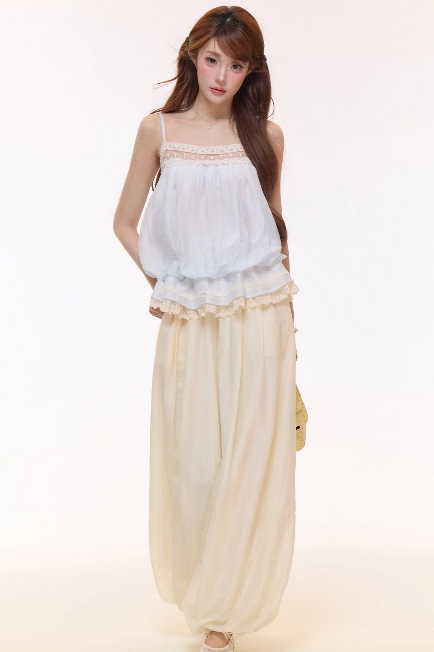 Embroidered Lace Balloon Pants Set-Up