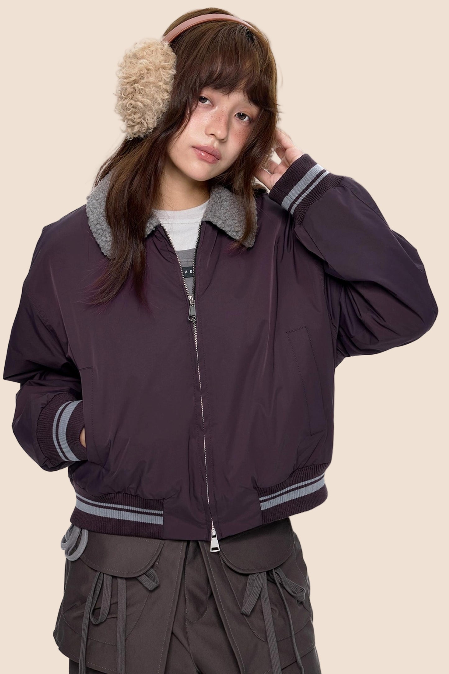 Vintage Woolen Lapel Padded Jacket