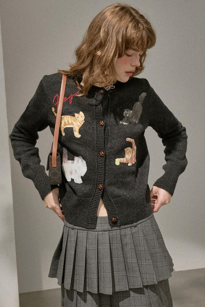 Sweet Kitten Knitted Cardigan