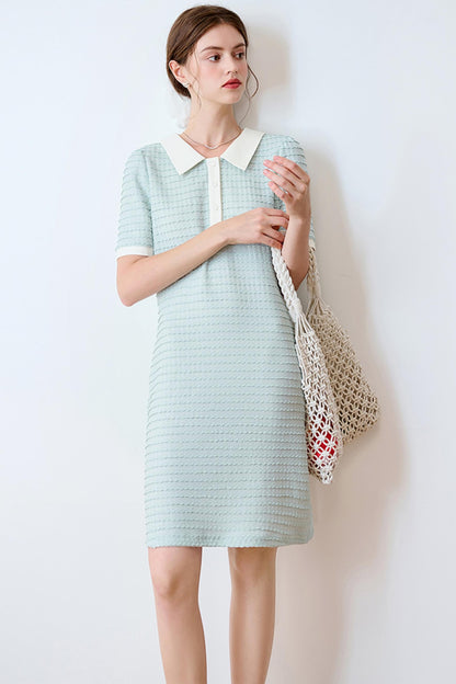 Summer Blue Striped Polo Dress