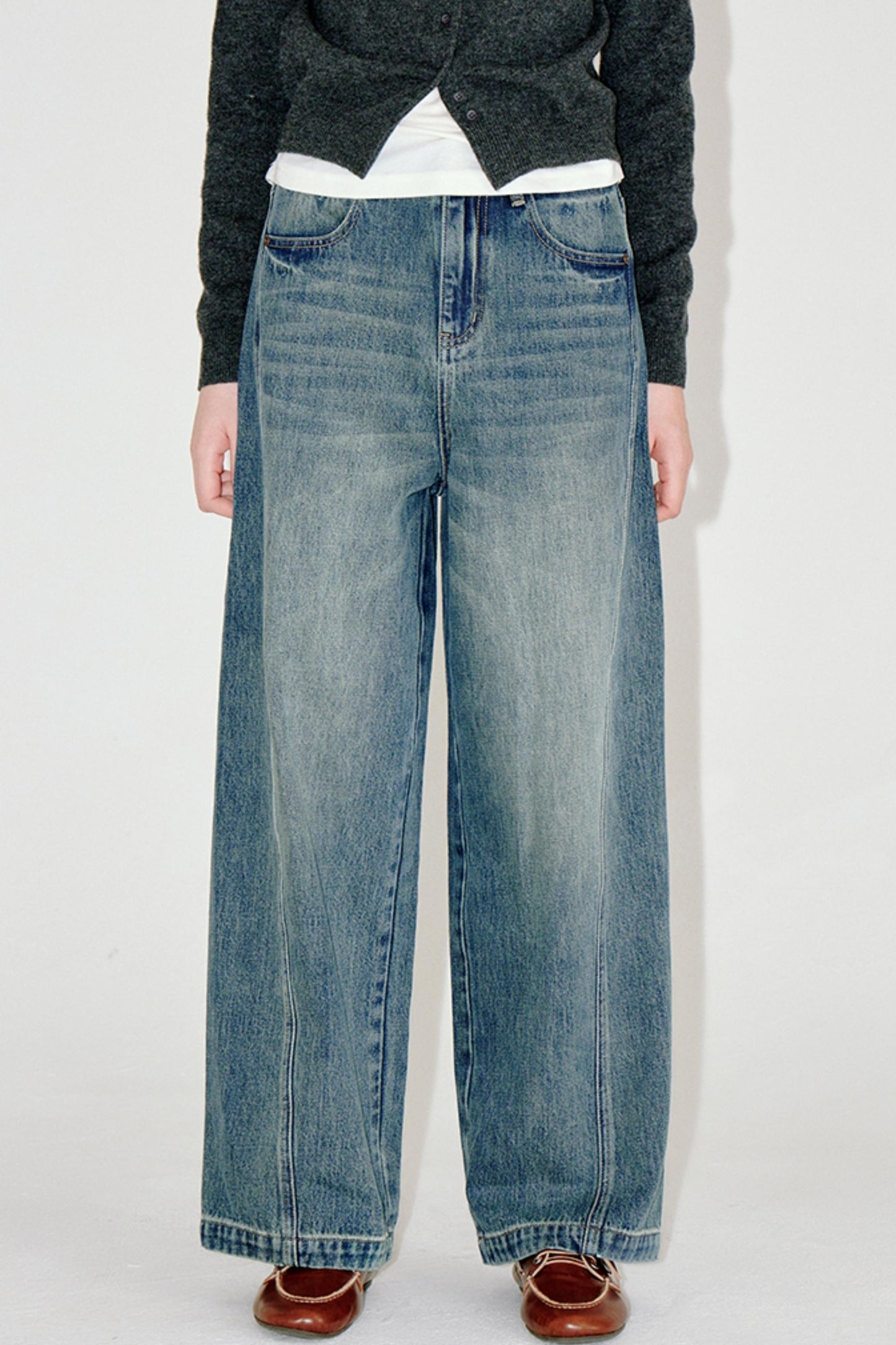 Retro Distressed Denim Pants