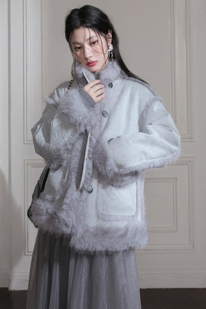 Frost Gray Reversible Fur Jacket