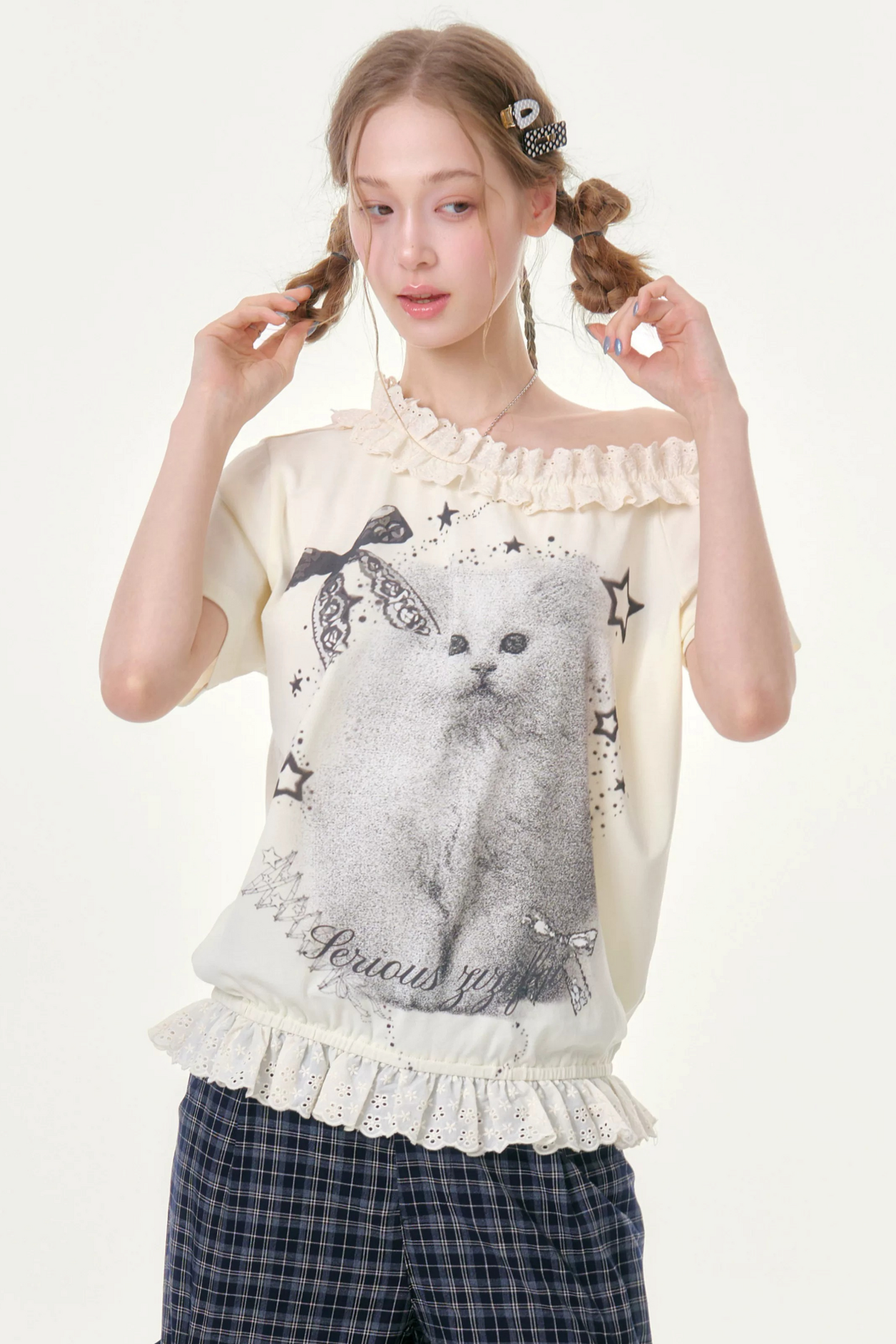 Star Dust Cat Lace T-Shirt