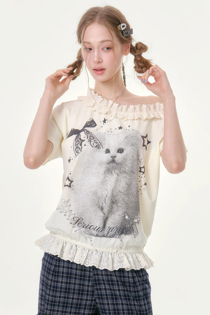 Star Dust Cat Lace T-Shirt