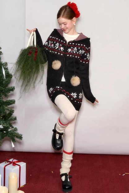 Wool Blend Fair Isle Jacket Set-Up