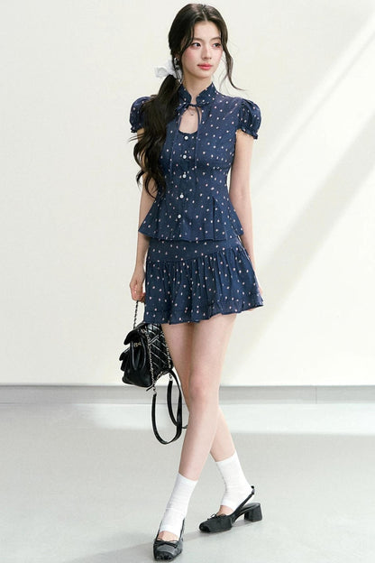 Floral Puff Sleeve Blouse Set-Up
