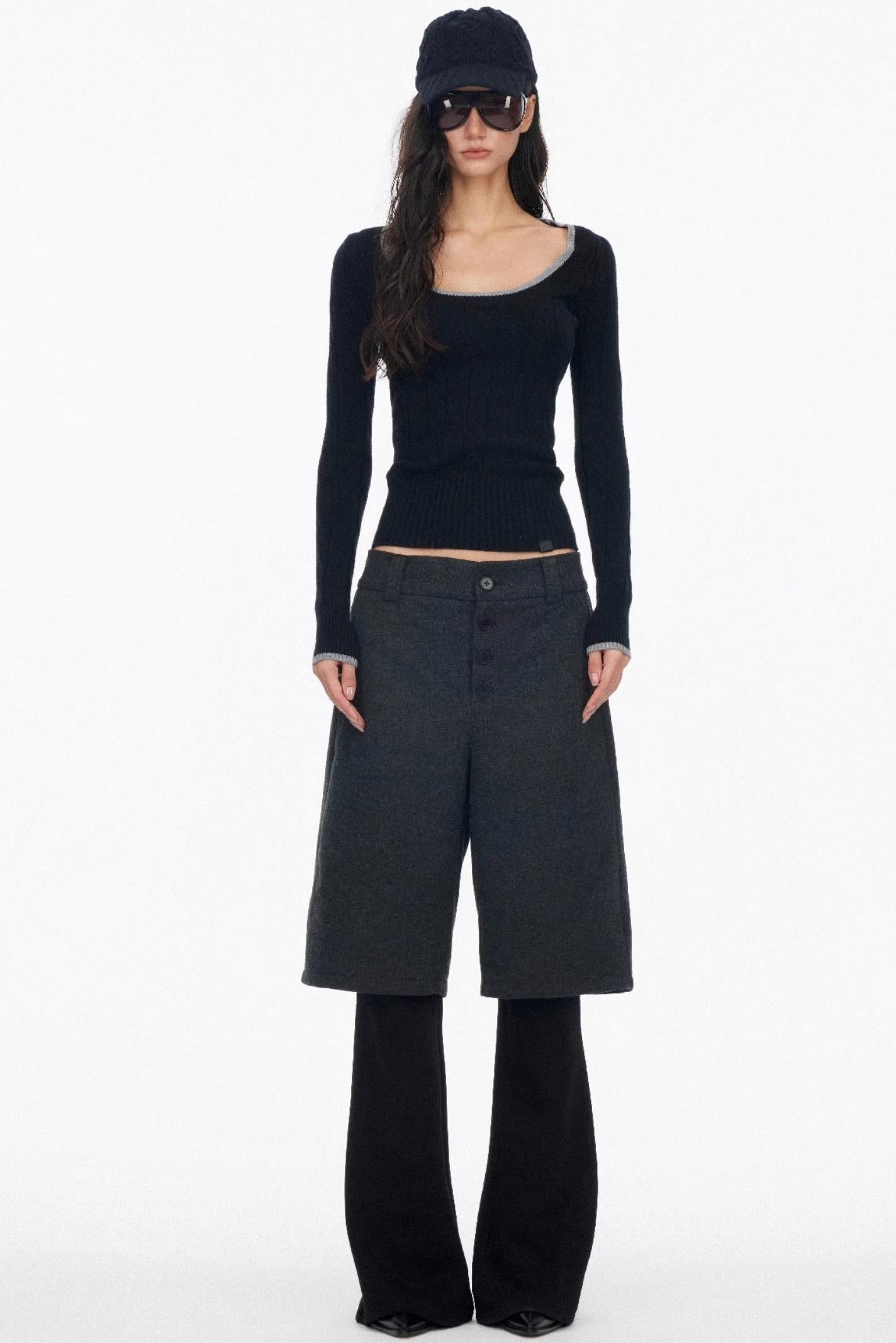 Layered Draped Bootcut Pants