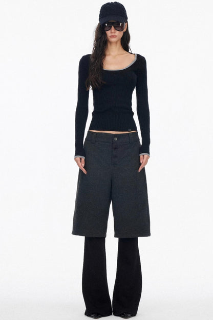 Layered Draped Bootcut Pants
