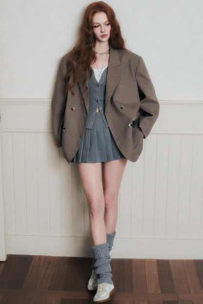 Timeless Grey Pleated A-Line Skirt