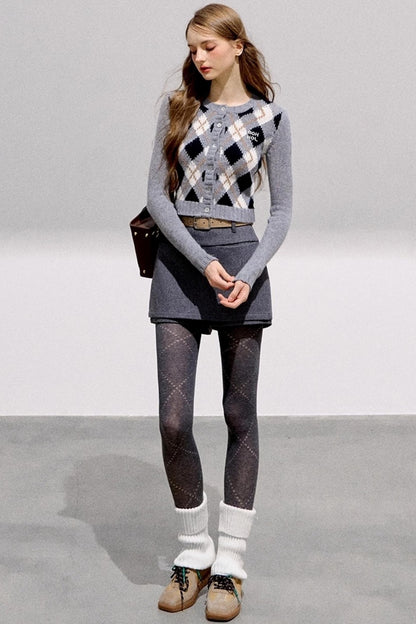 High-End Wool Tweed Skirt