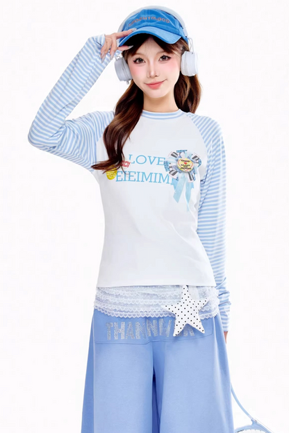 Retro Striped Raglan Top