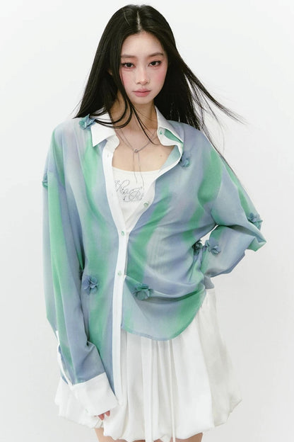 Chemise épaisse à fleurs avec protection solaire