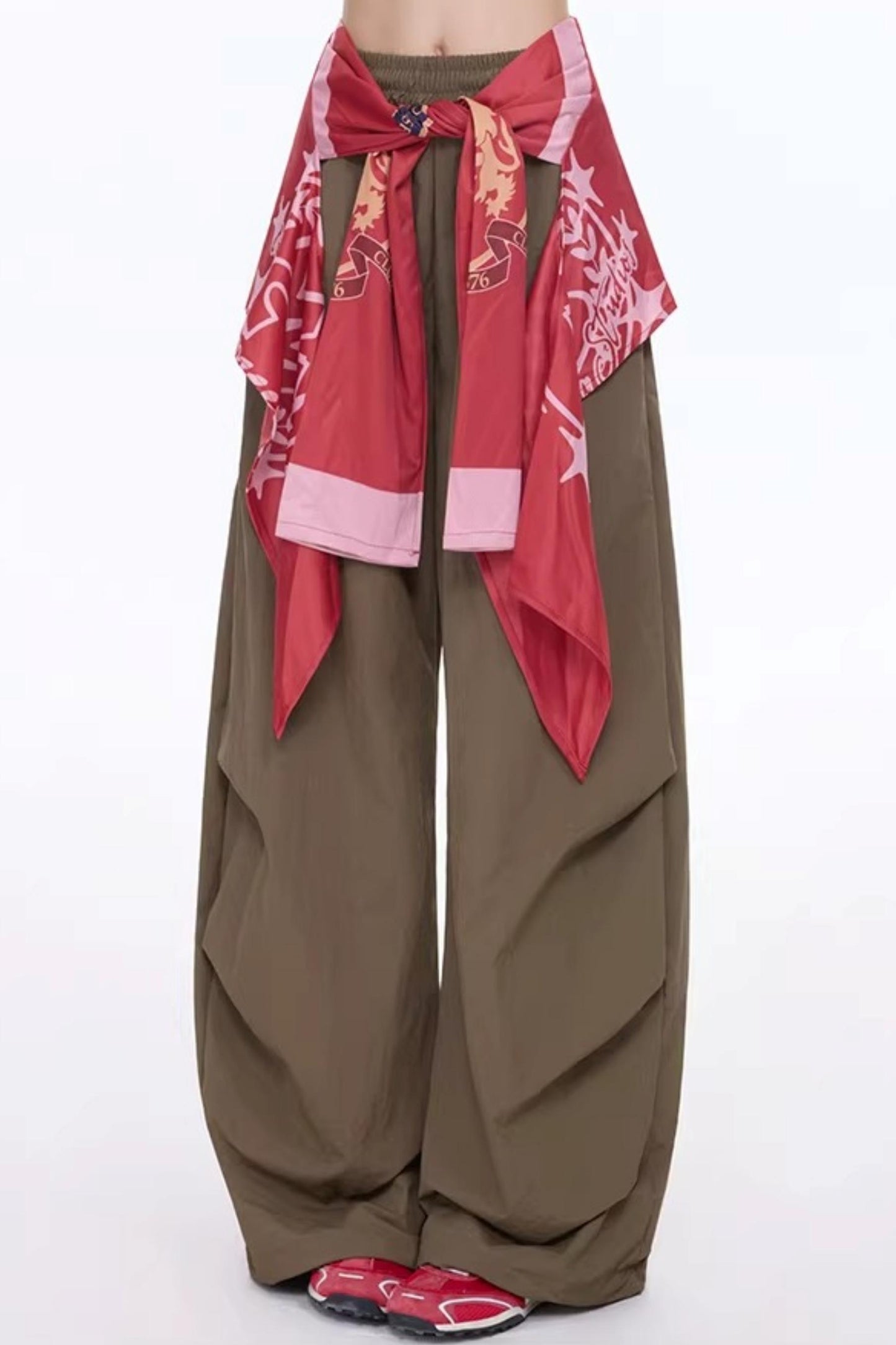 Belt Design Wide-Leg Pants