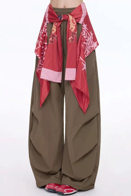 Belt Design Wide-Leg Pants