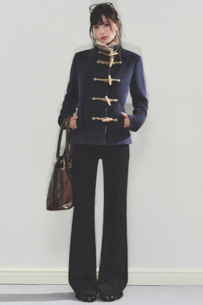 Vintage Toggle Woolen Fur Collar Coat