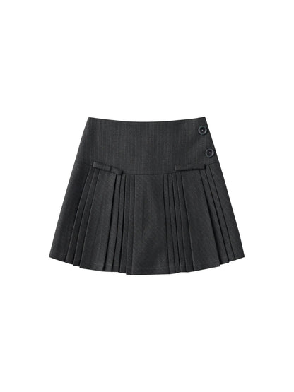 LOLOL ® 24FW2024 Preppy Bow A-Line Skirt Women's Small Man Short Pleated Skirt Skirt