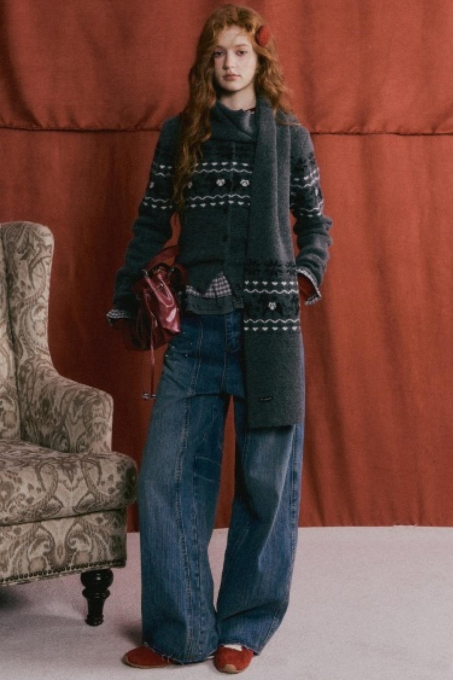 Fair Isle Wool Cardigan Set-Up