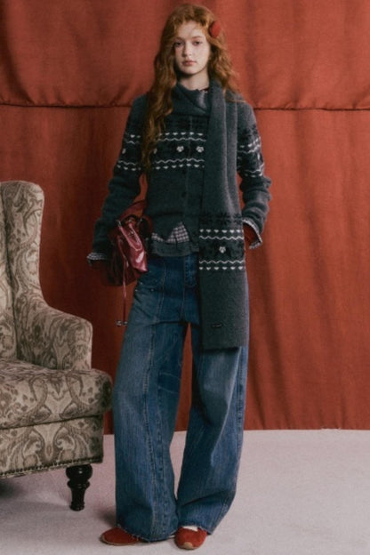 Fair Isle Wool Cardigan Set-Up