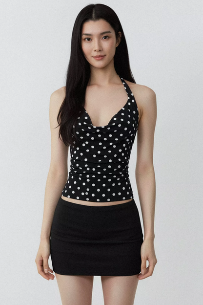 Color-Blocked Polka Dot Top