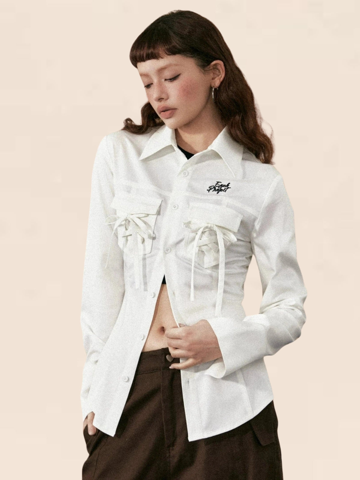 Retro Loose Casual White And Black Shirt