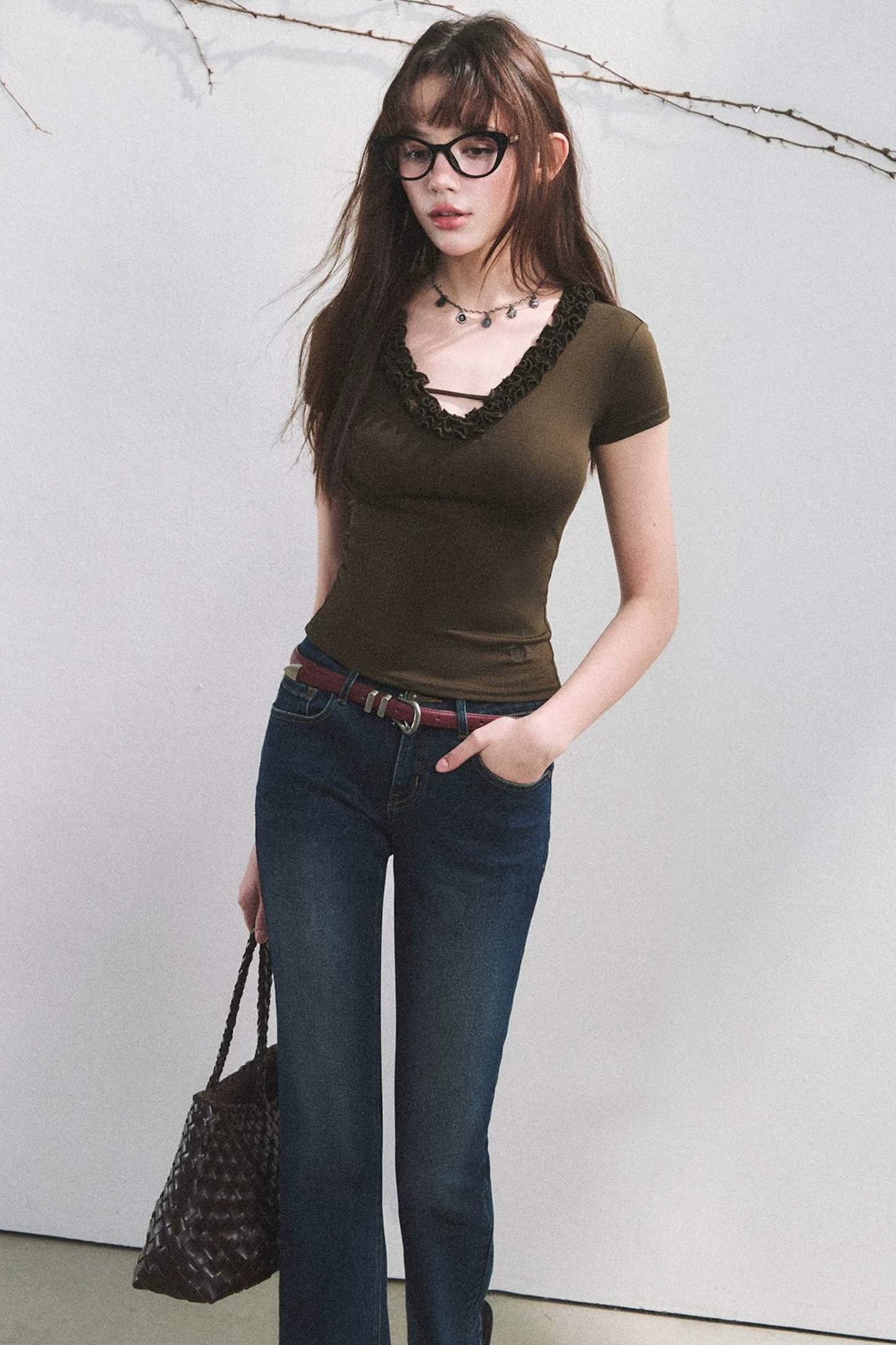 Blusa de lyocell con volantes Nube