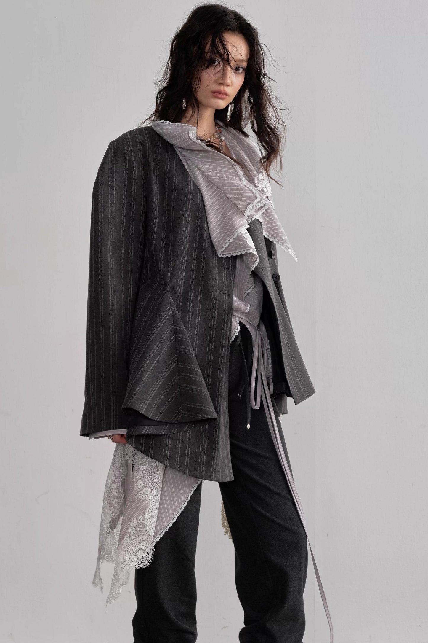 French Lace Ruffled Blouse