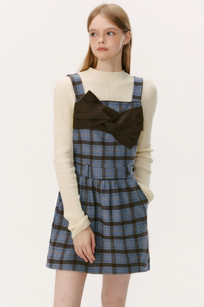 Blueberry Wool-Blend A-Line Short Dress