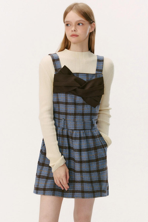 Blueberry Wool-Blend A-Line Short Dress