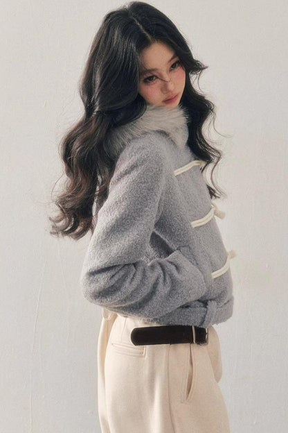 French Woolen Hooded Coat
