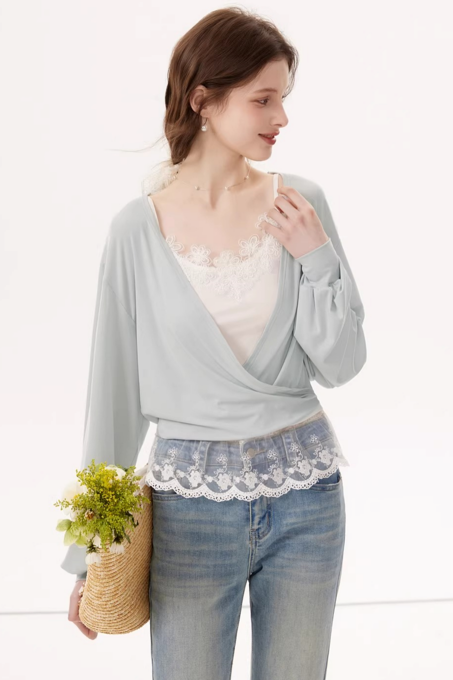 Lyocell Lace Batwing Top