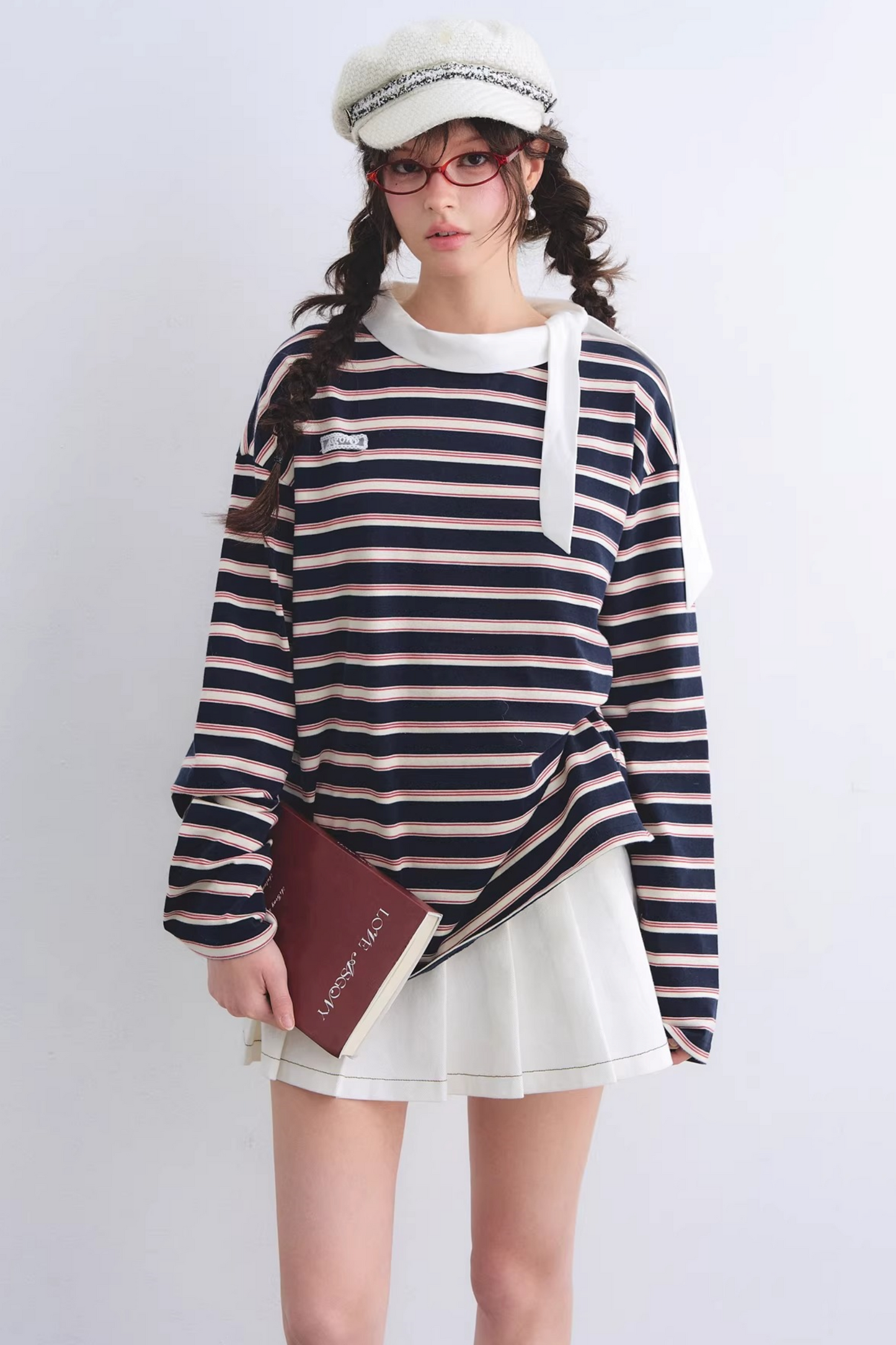 Retro Striped Color-Blocked Top