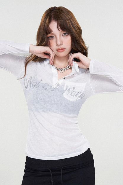 Rhinestone Print Slim Fit Tee