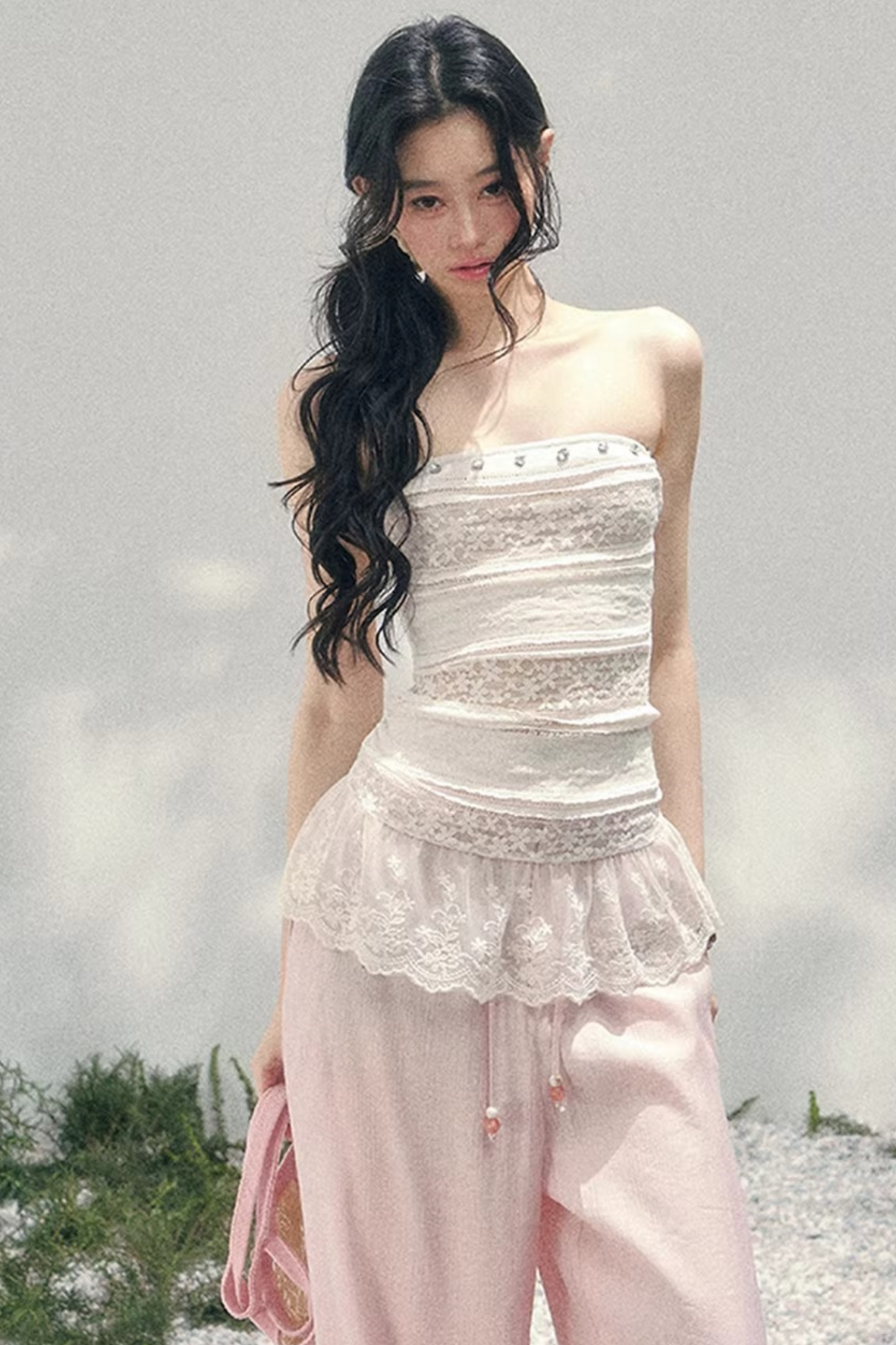 Hazy Muse Lace Tube Top