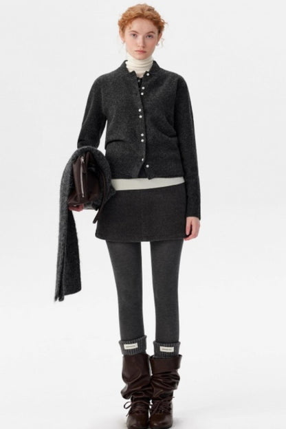 Gray Woolen A-Line Skirt