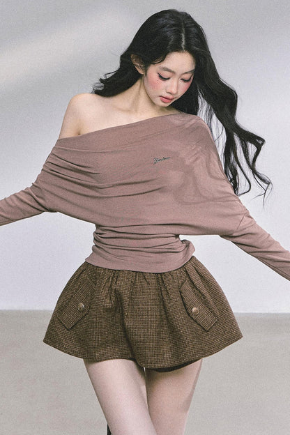 Melbourne Korean Slanted Shoulder T-shirt