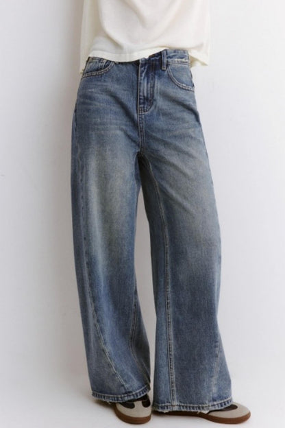 Retro Modern Blue Straight Jeans