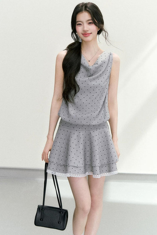 Elegant Polka Dot Tiered Dress