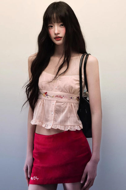 Ruffled Cotton Camisole Top