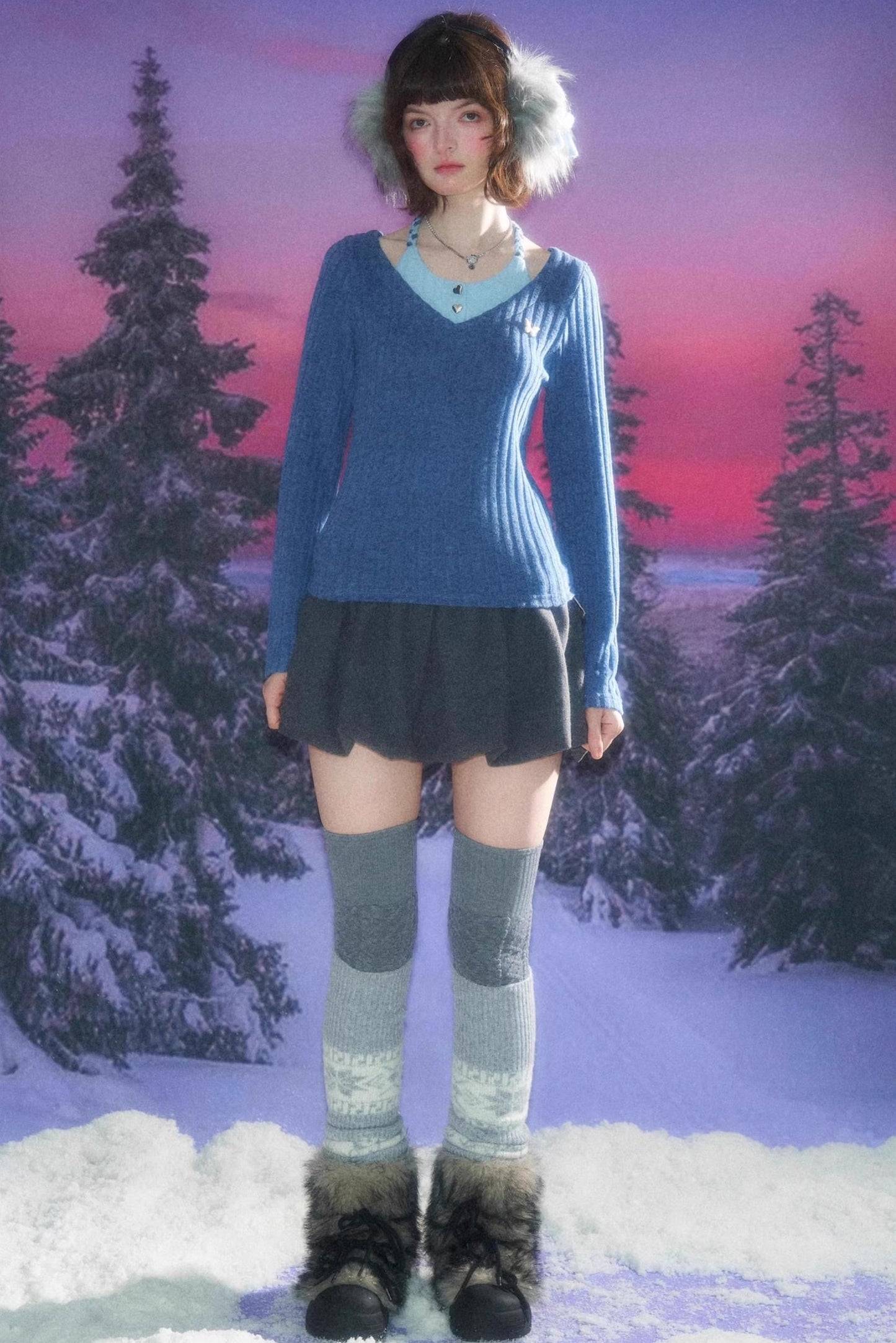 Autumn Slim Halterneck Knit Top