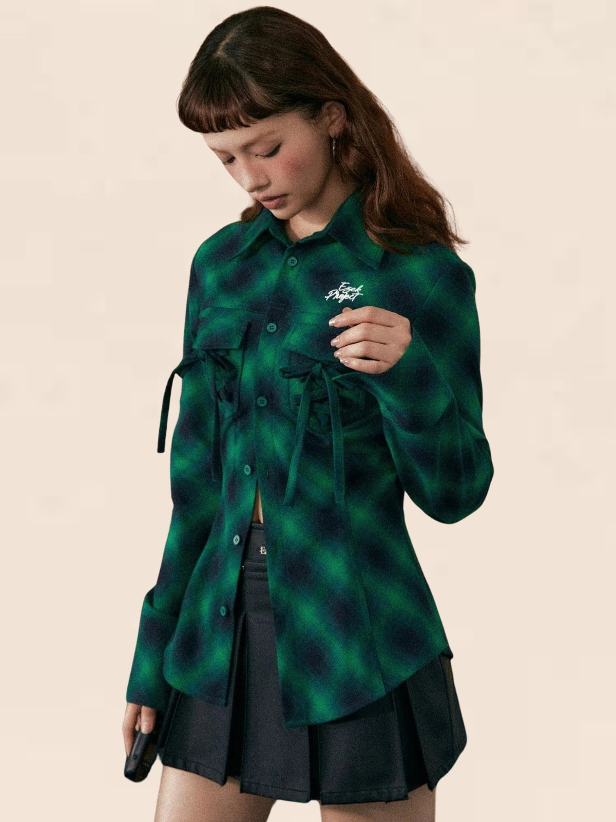 Street Style Long Sleeves Green Shirt