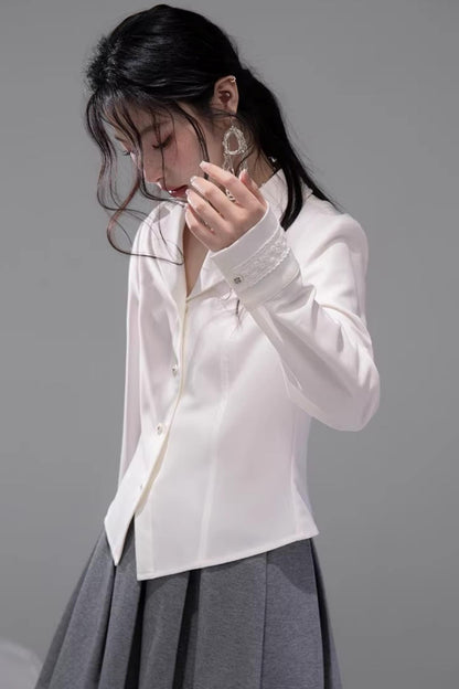 Cloud White Waist-Cinching Shirt