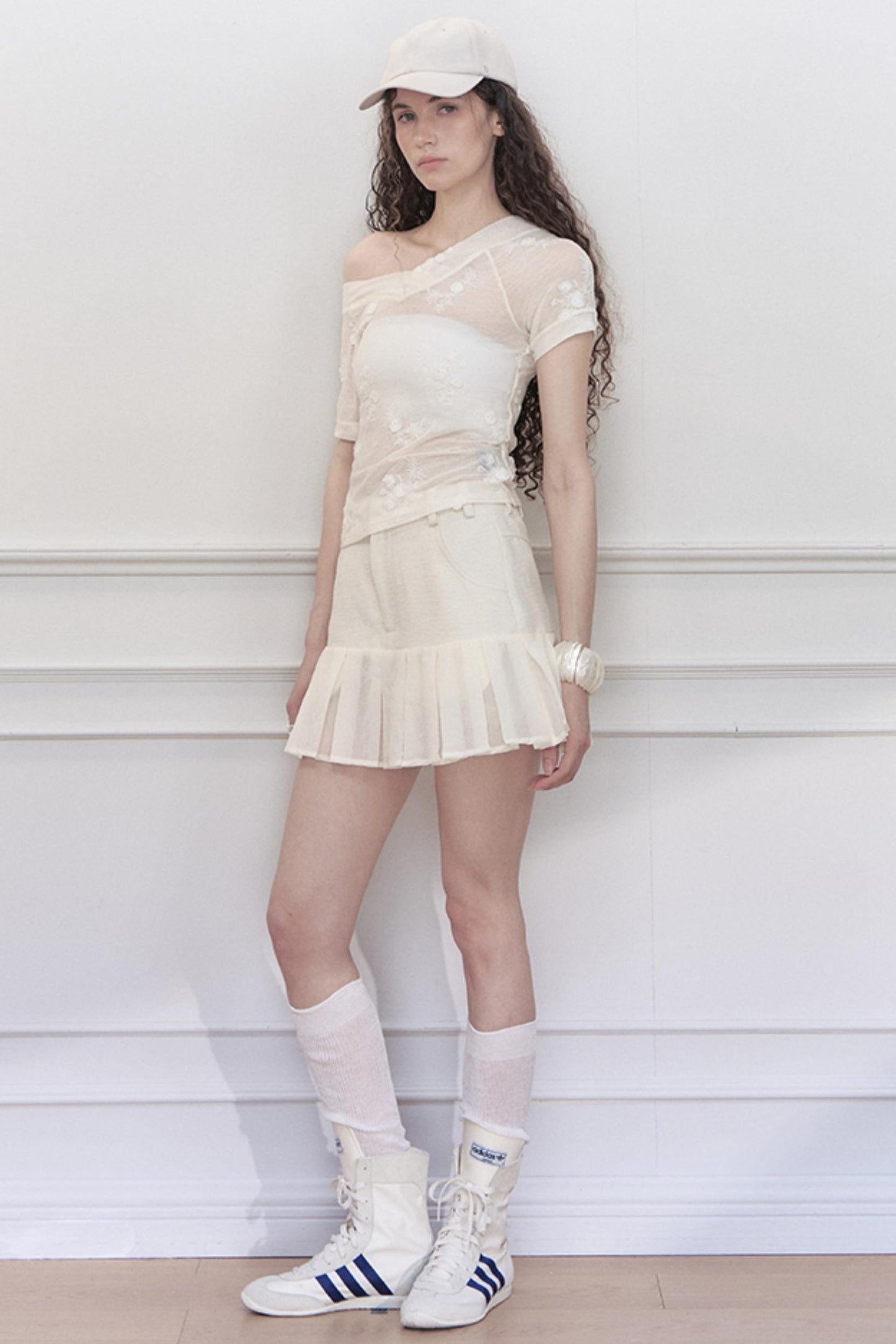 High-Waisted Pleated Mini Skirt